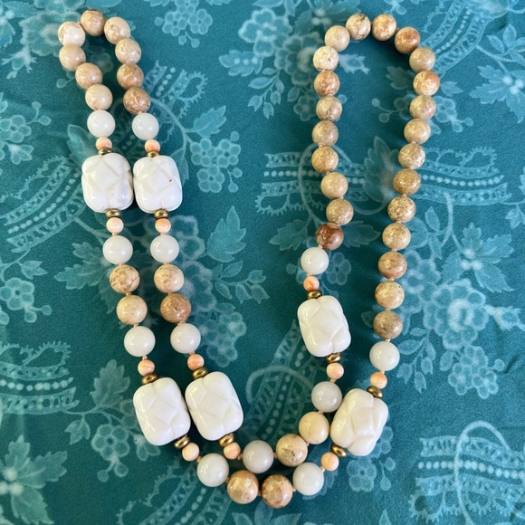 Vintage Sandstone & Various other Stones Beaded Necklace - Picture 1 of 8